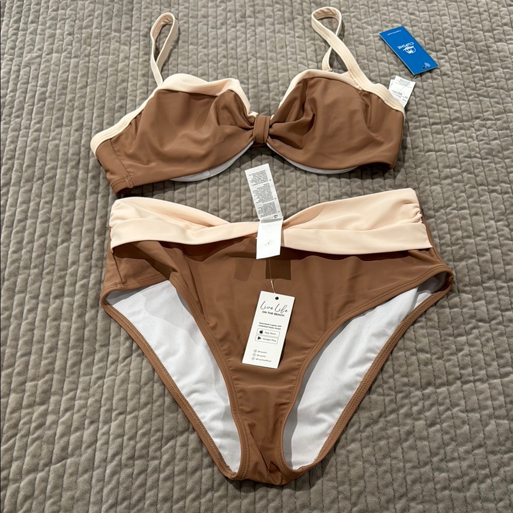 Cupshe Tan Bikini Underwire Adjustable Straps